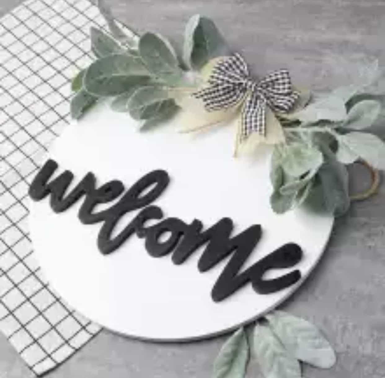 Welcome Wreath Wooden Sign-All-Times-Gifts