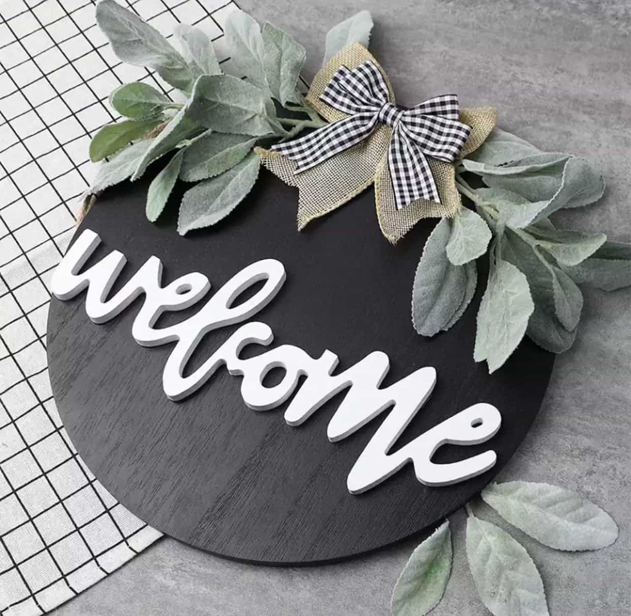 Welcome Wreath Wooden Sign-All-Times-Gifts