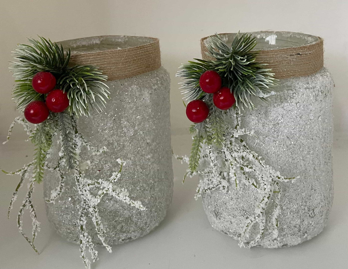 2pcs set Christmas Frosty Snowy Jars-All-Times-Gifts