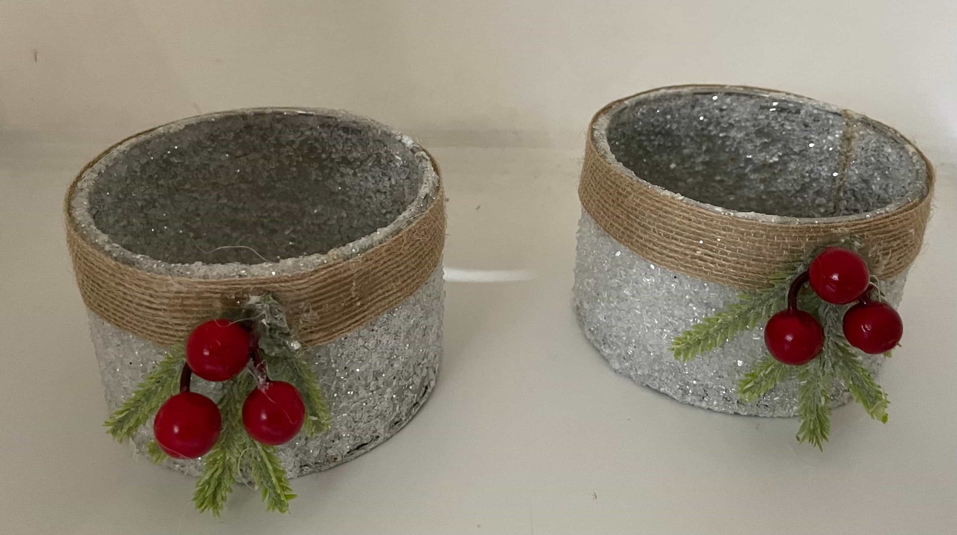 2pcs set frosty Christmas candle holders-All-Times-Gifts