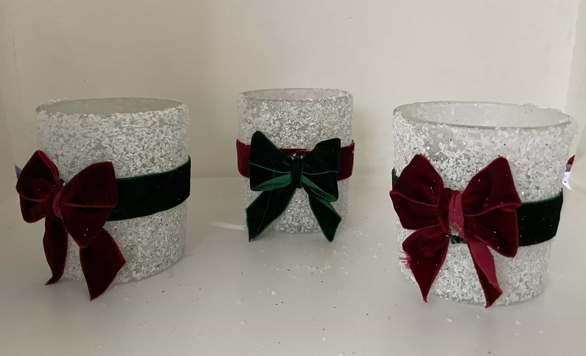 3pcs velvet bow candle holder-All-Times-Gifts