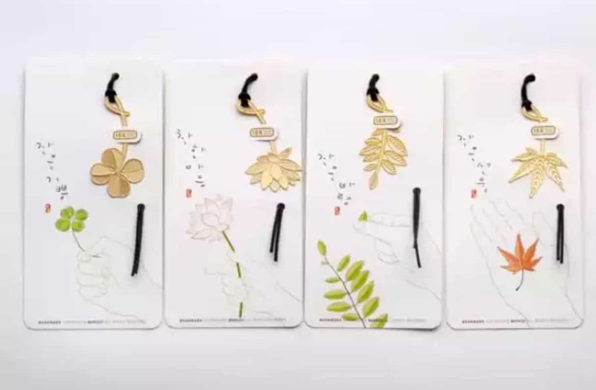 4pcs/Set Mini Golden Metal Leaves Bookmarks-All-Times-Gifts
