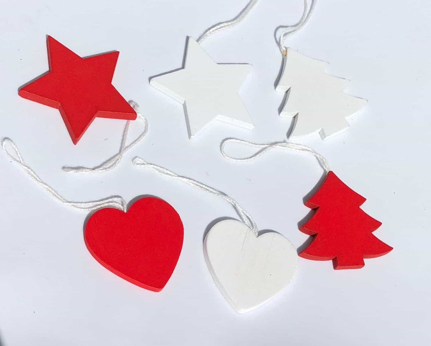 6pcs/Set Christmas Wooden Red/White Decoration-All-Times-Gifts