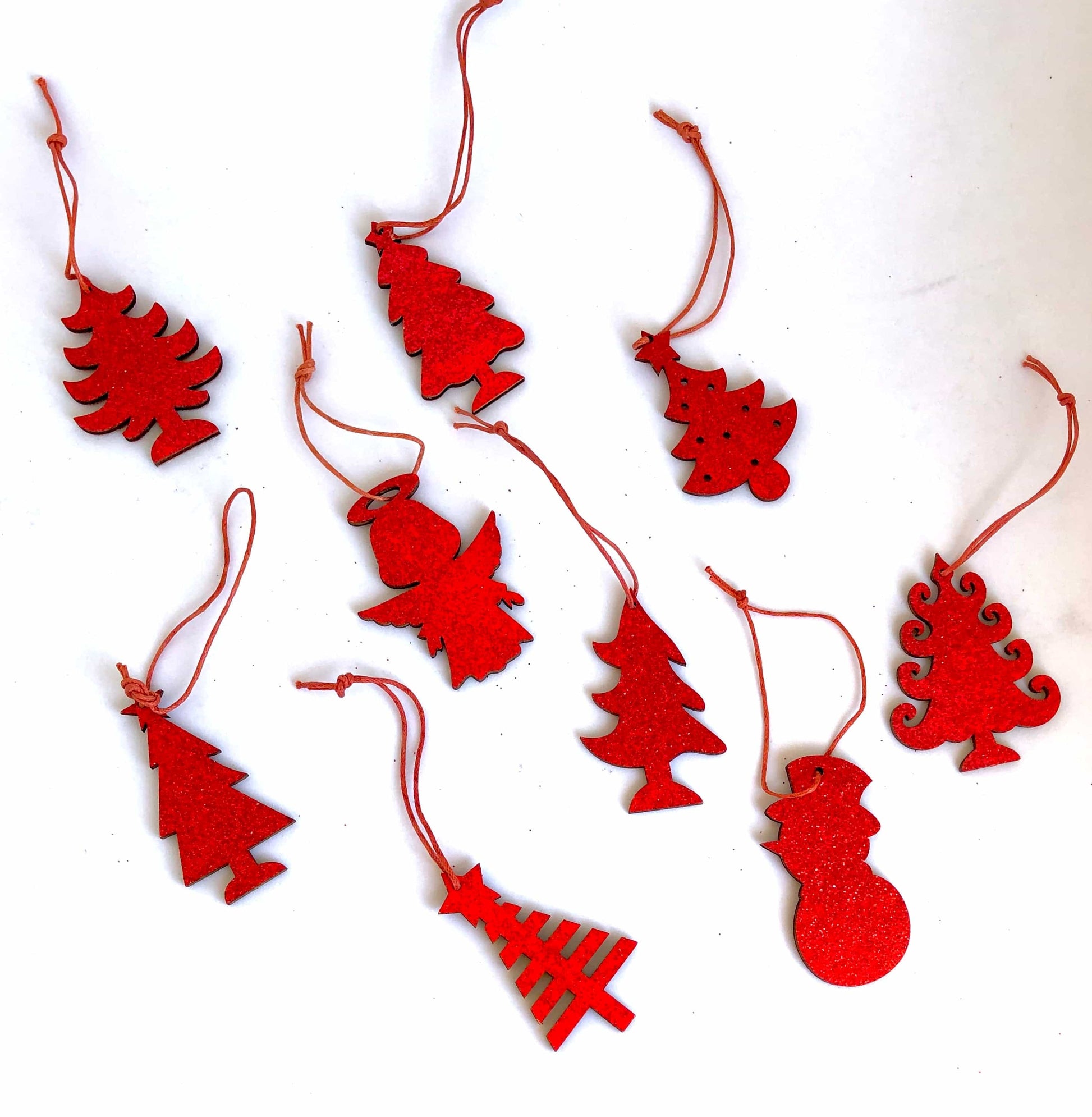 9pcs/Set Glitter Red Christmas Decor-All-Times-Gifts