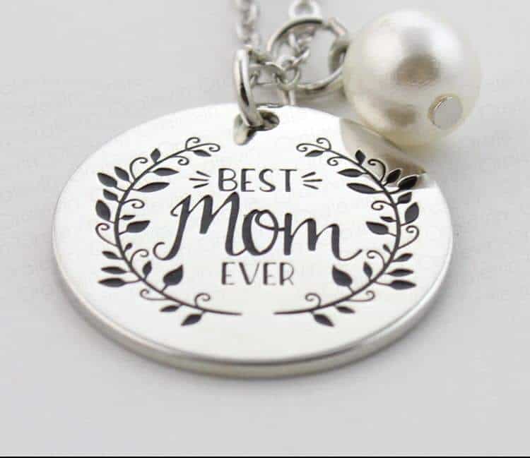 Best Mom Ever engraved Necklace with pearl-All-Times-Gifts