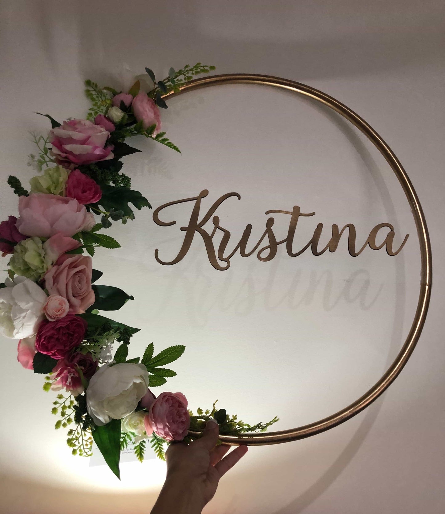 Big Golden Floral Hoop Wall Art customise-Personalised Hoops-All-Times-Gifts