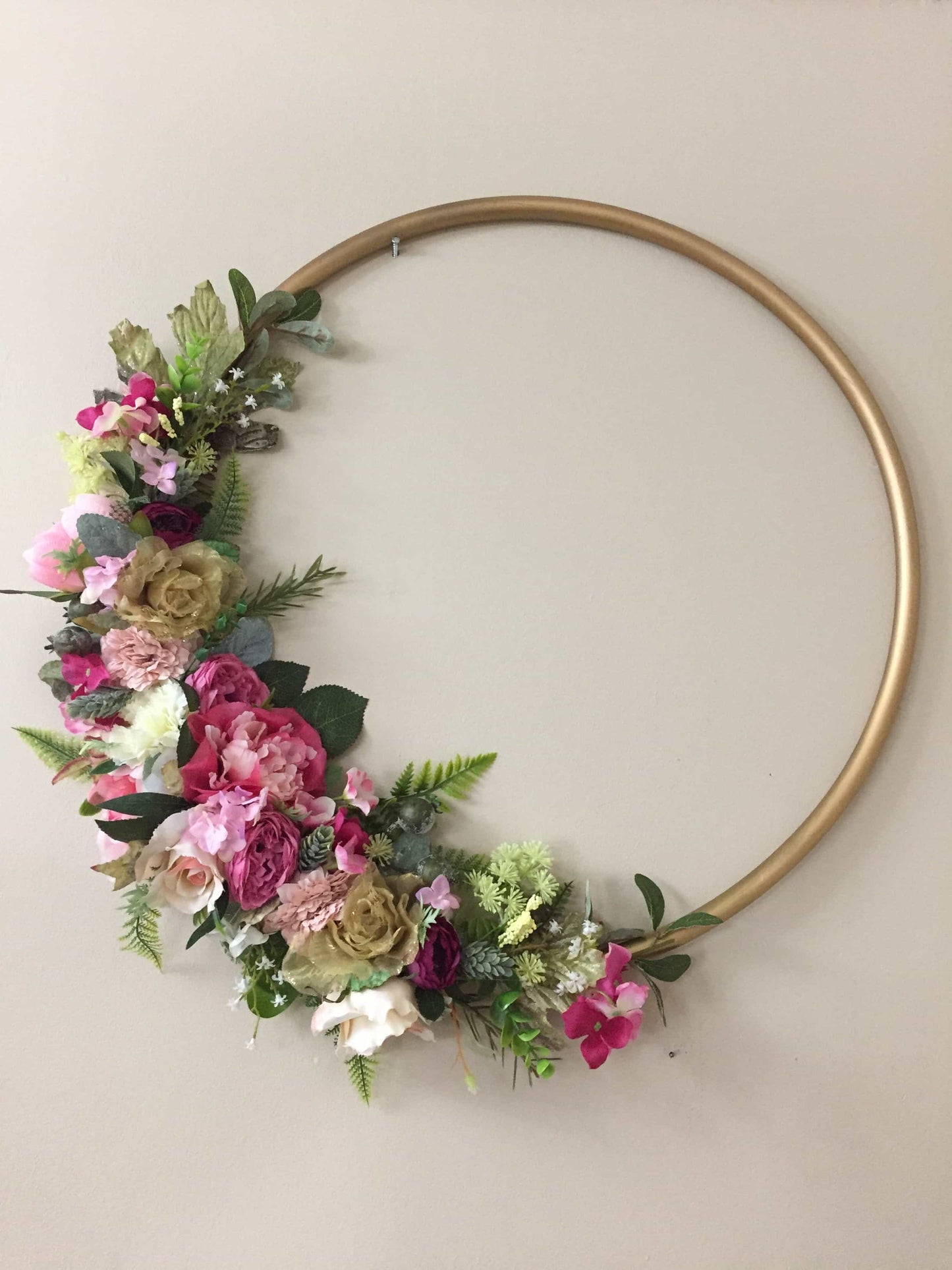 Big Golden Floral Hoop Wall Art customise-Personalised Hoops-All-Times-Gifts