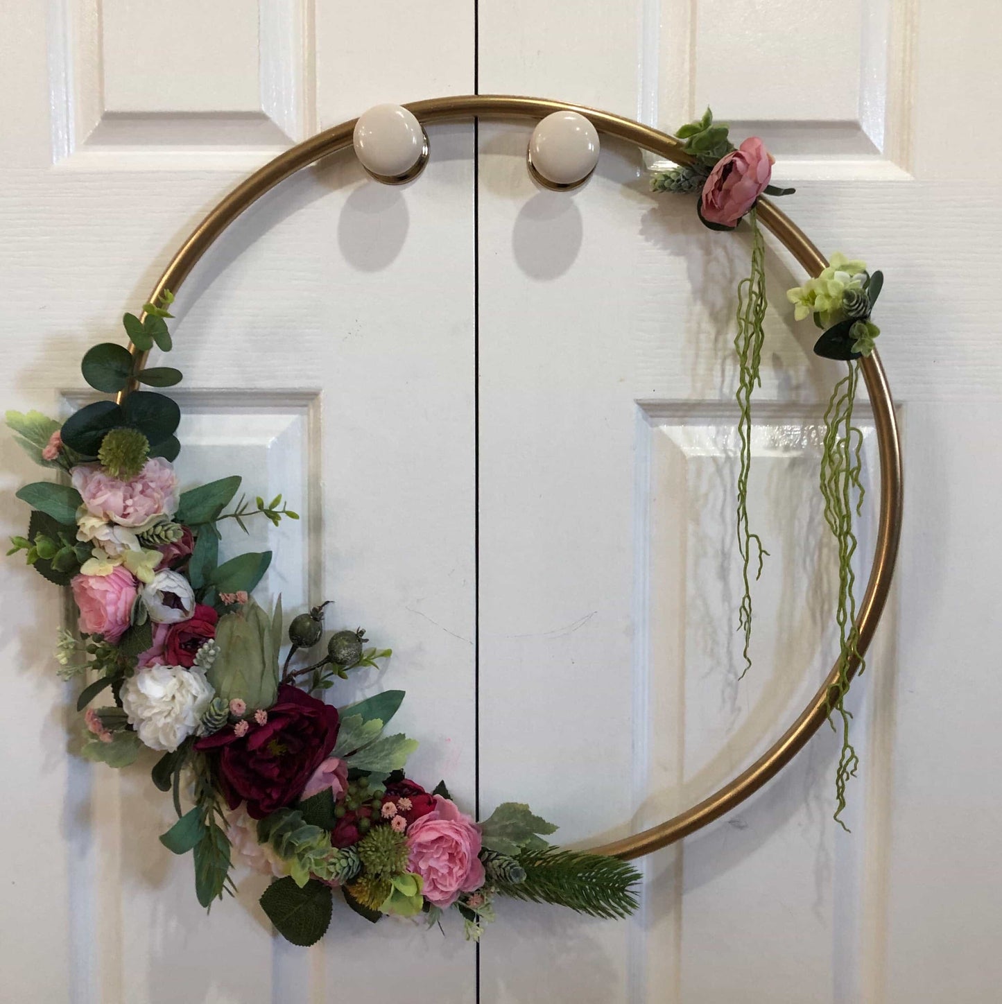 Big Golden Floral Hoop Wall Art customise-Personalised Hoops-All-Times-Gifts