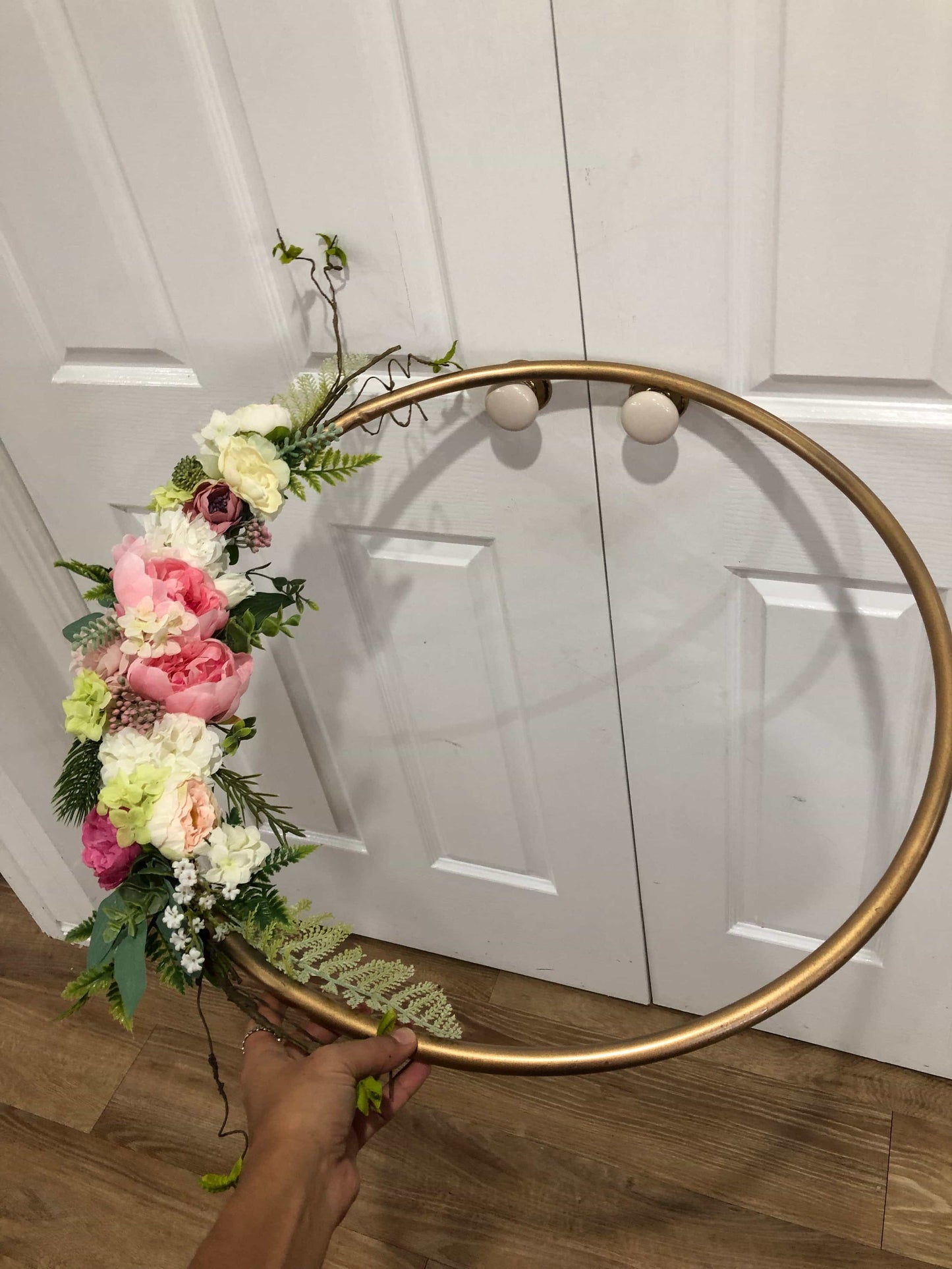 Big Golden Floral Hoop Wall Art customise-Personalised Hoops-All-Times-Gifts