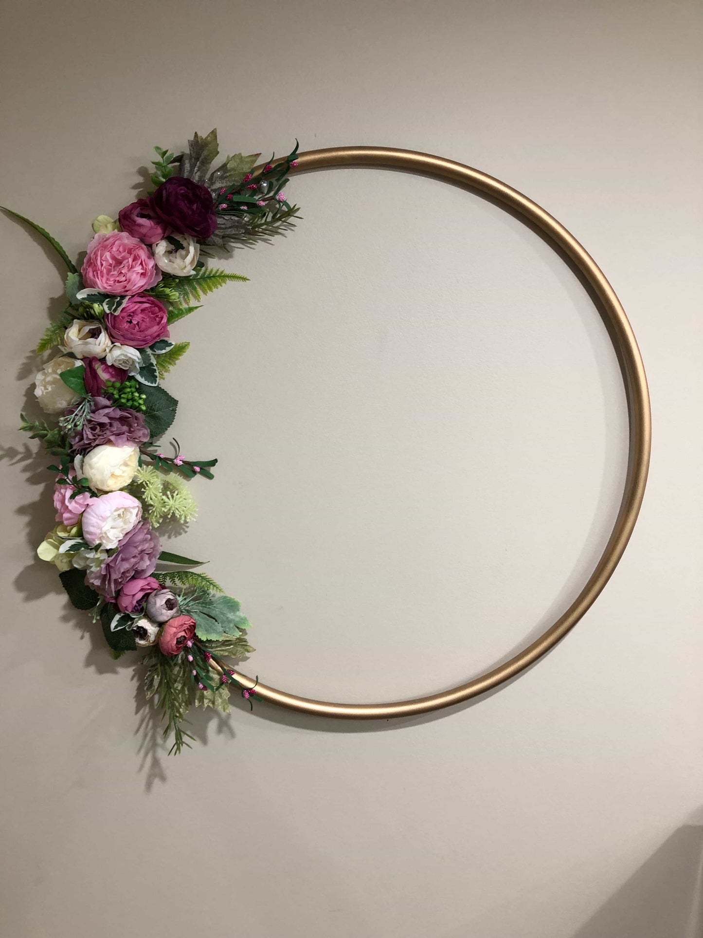 Big Golden Floral Hoop Wall Art customise-Personalised Hoops-All-Times-Gifts