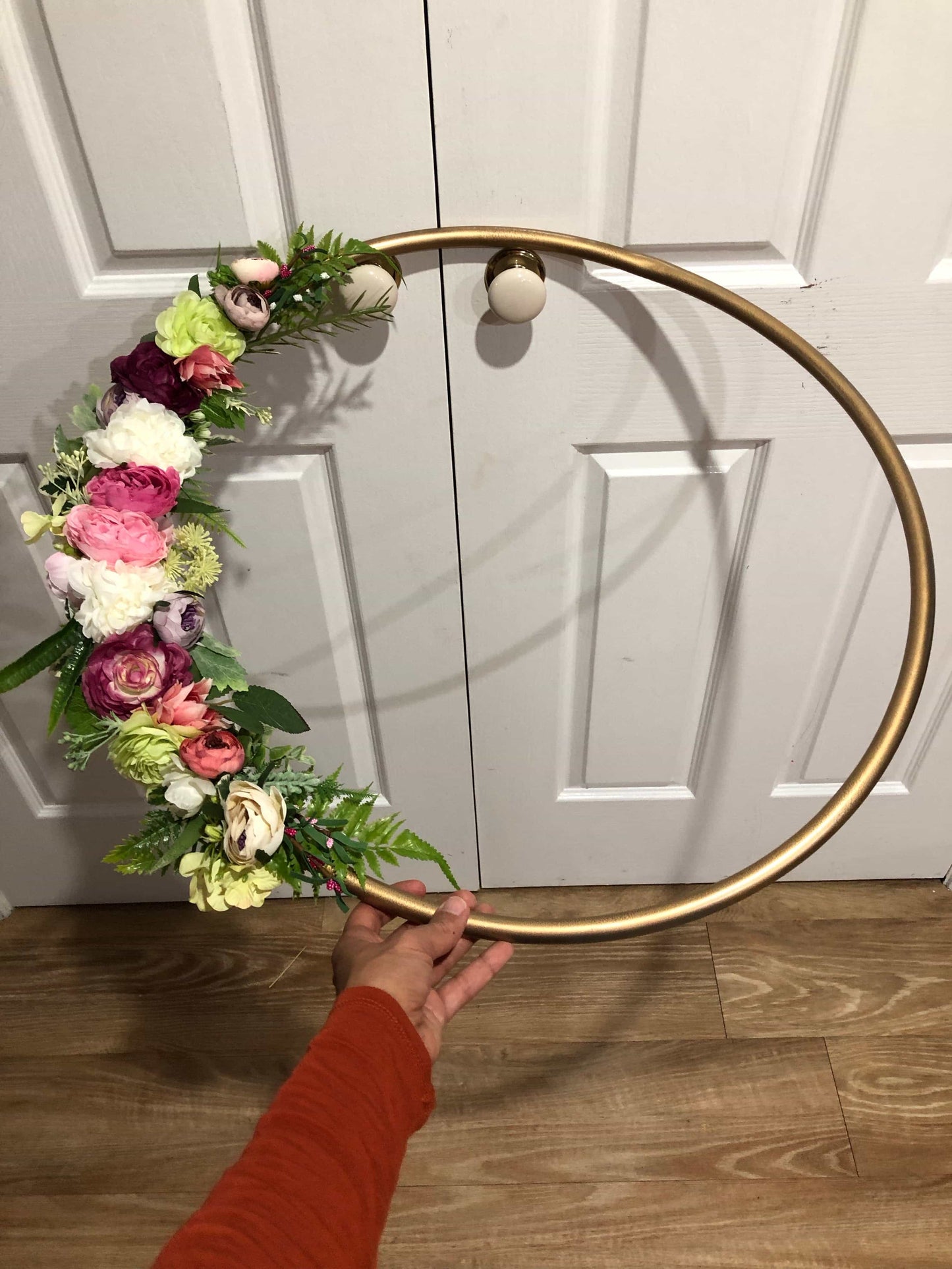 Big Golden Floral Hoop Wall Art customise-Personalised Hoops-All-Times-Gifts