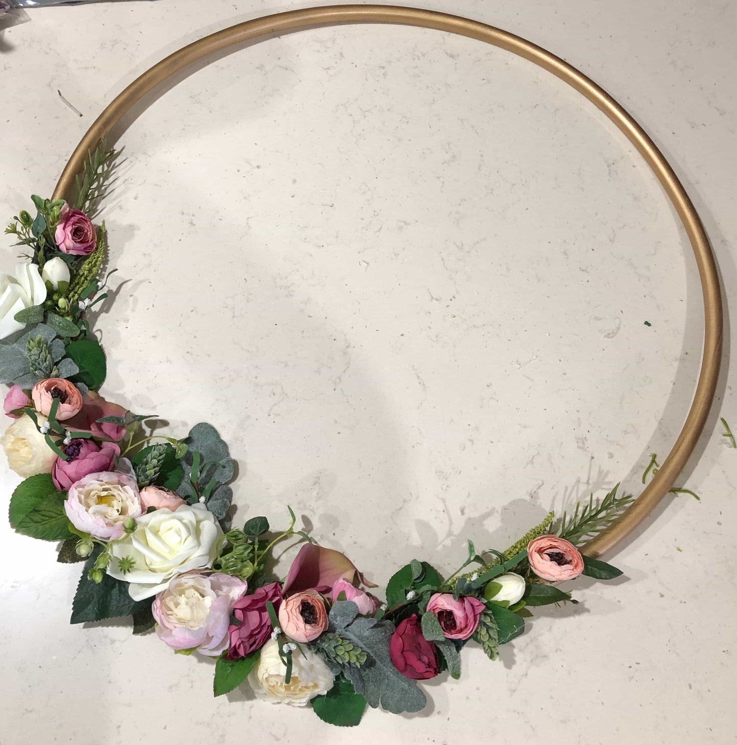 Big Golden Floral Hoop Wall Art customise-Personalised Hoops-All-Times-Gifts