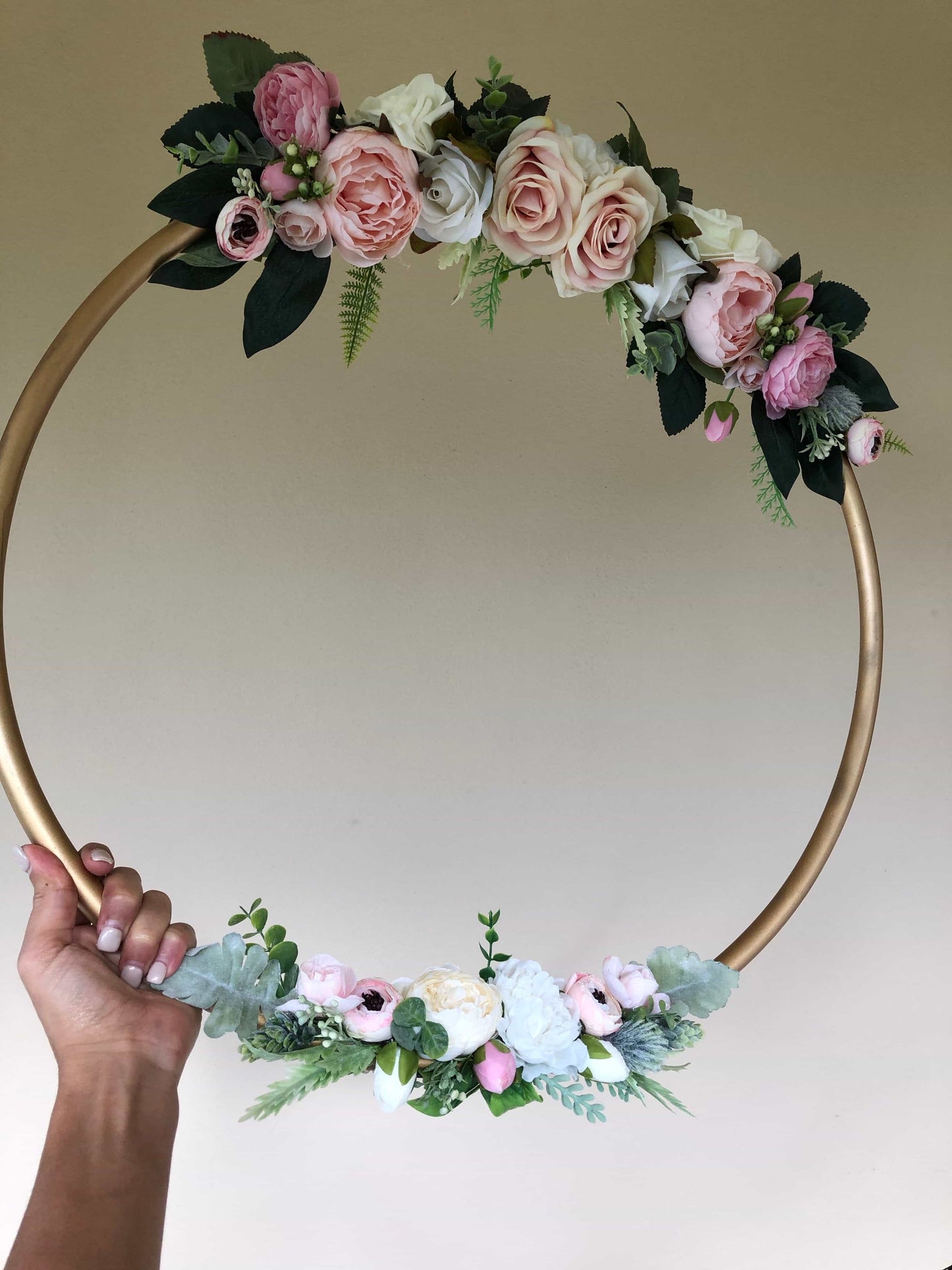 Big Golden Floral Hoop Wall Art customise-Personalised Hoops-All-Times-Gifts