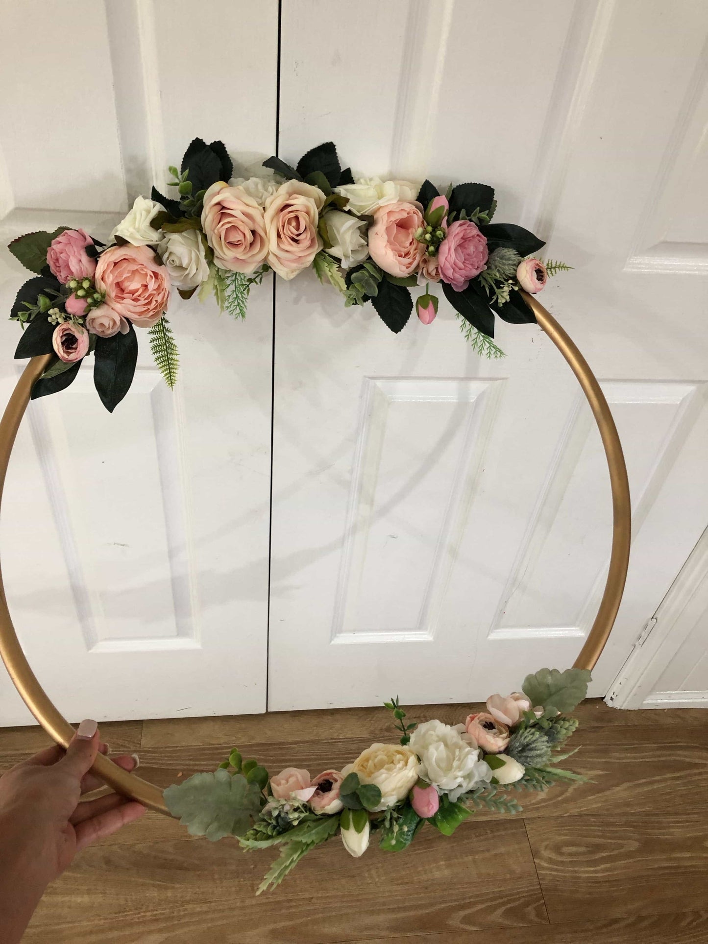 Big Golden Floral Hoop Wall Art customise-Personalised Hoops-All-Times-Gifts