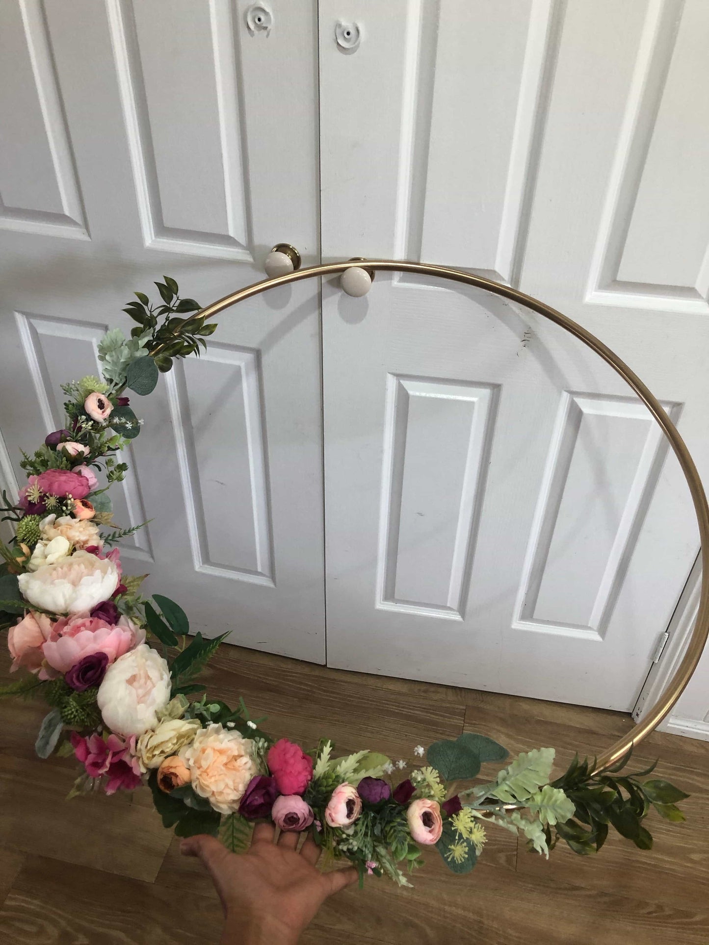 Big Golden Floral Hoop Wall Art customise-Personalised Hoops-All-Times-Gifts