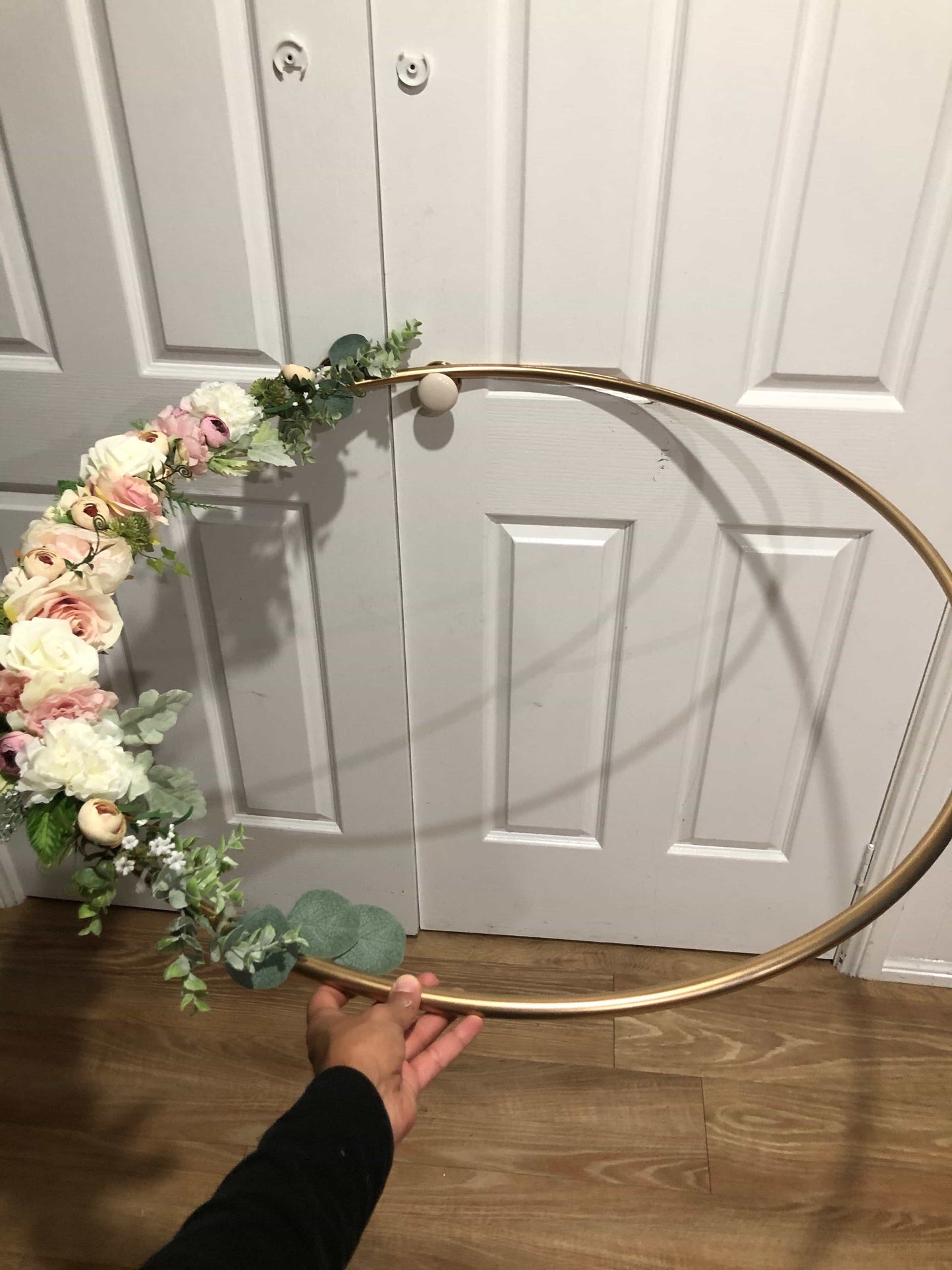 Big Golden Floral Hoop Wall Art customise-Personalised Hoops-All-Times-Gifts