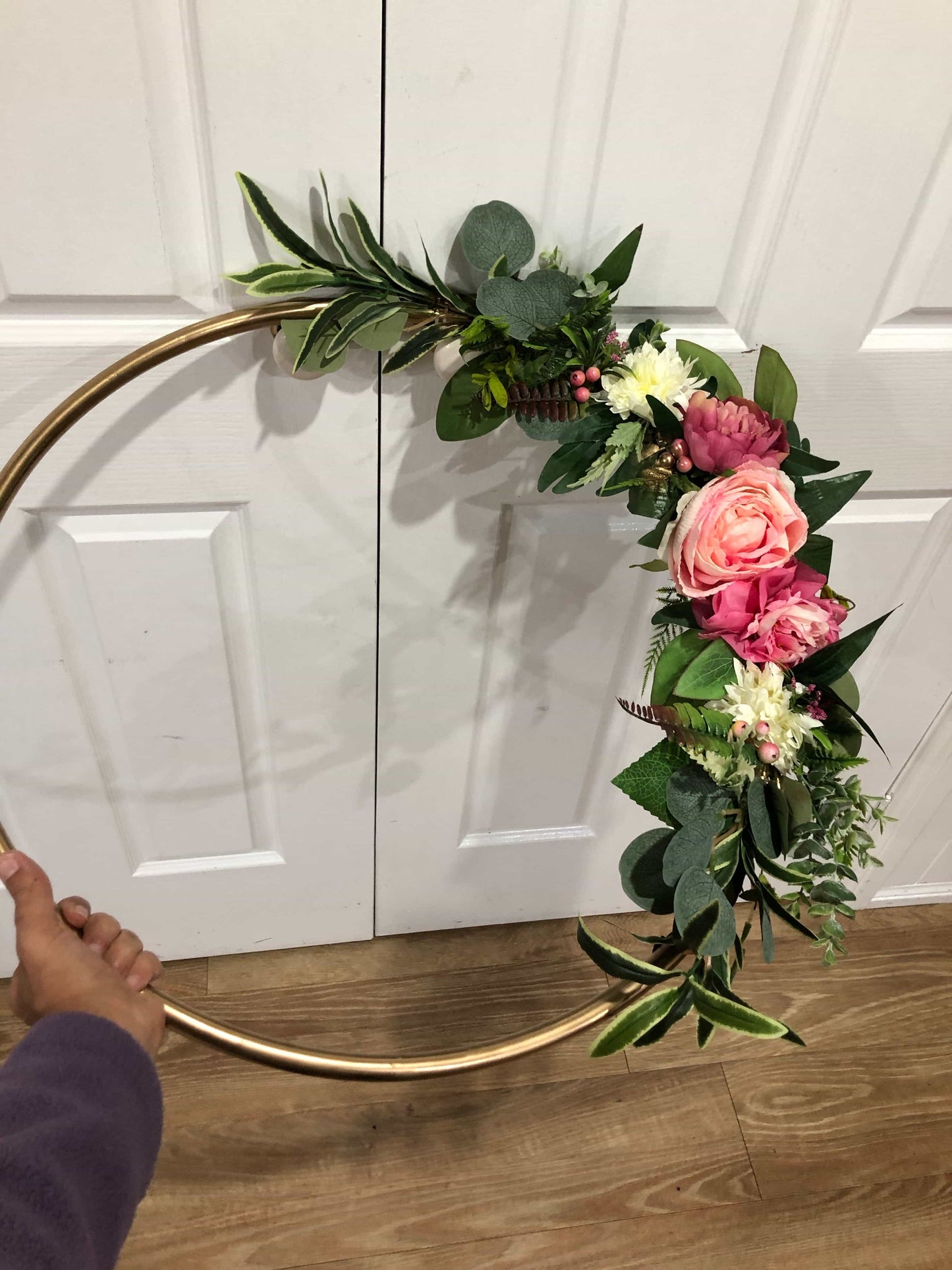 Big Golden Floral Hoop Wall Art customise-Personalised Hoops-All-Times-Gifts