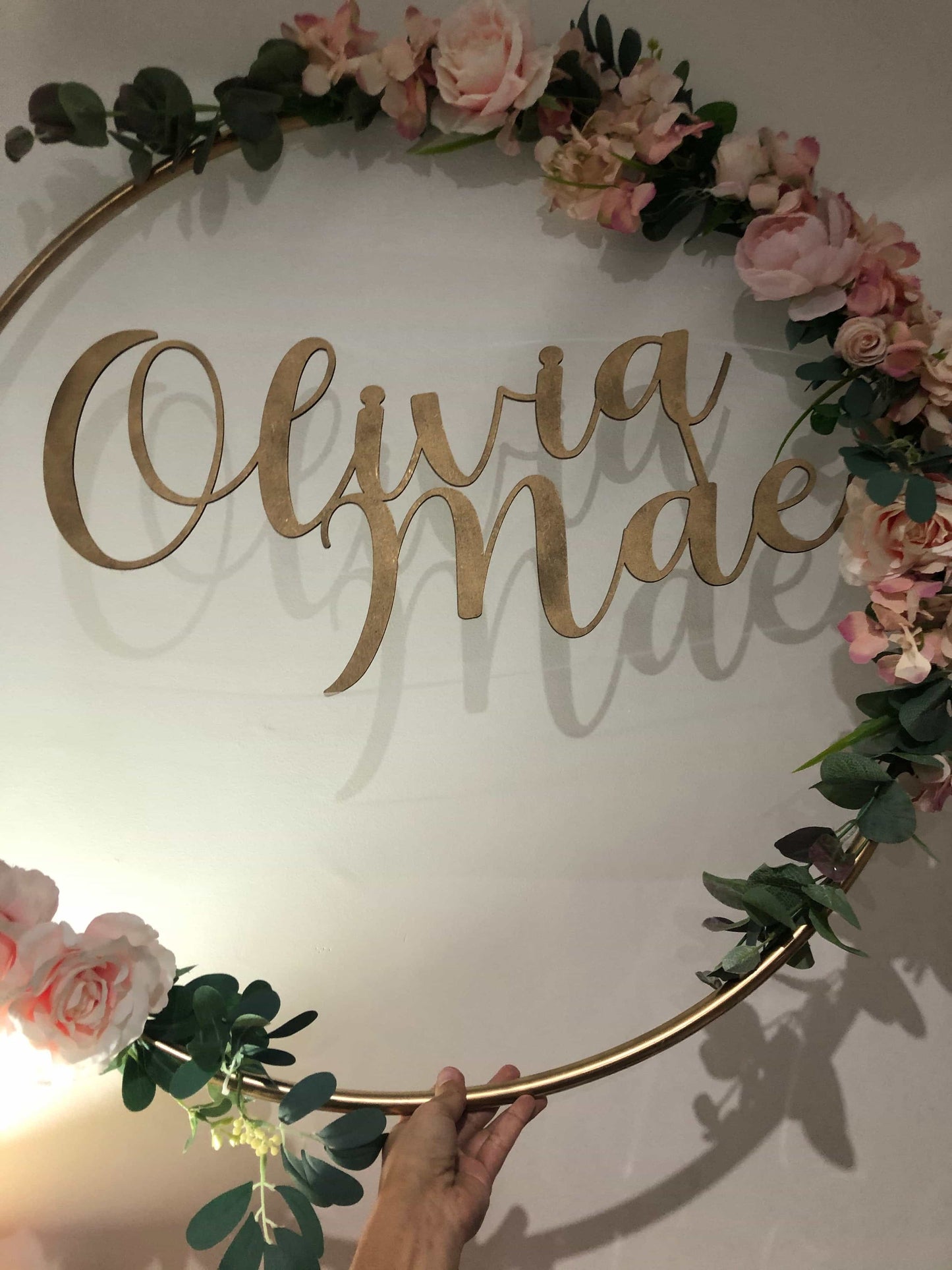 Big Golden Floral Hoop Wall Art customise-Personalised Hoops-All-Times-Gifts