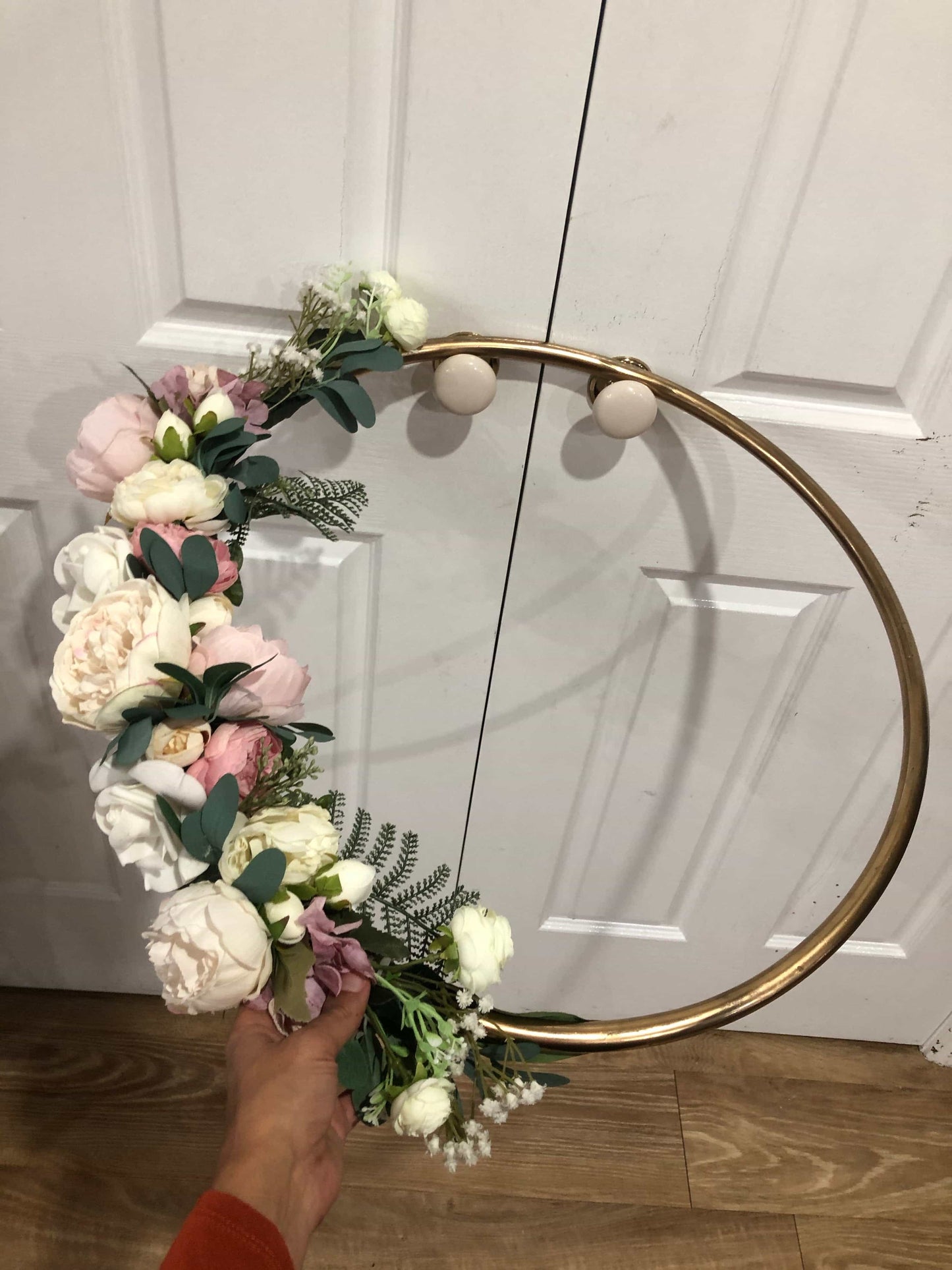 Big Golden Floral Hoop Wall Art customise-Personalised Hoops-All-Times-Gifts