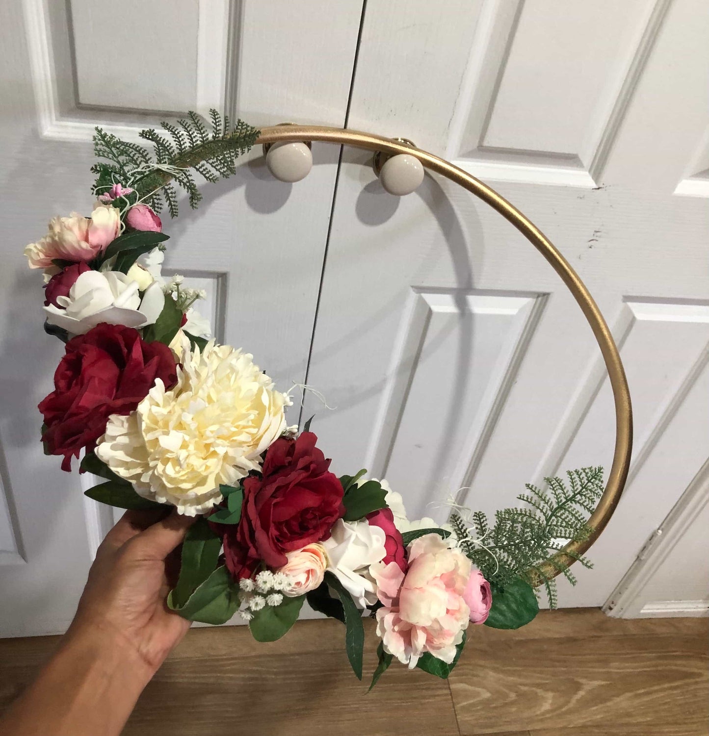 Big Golden Floral Hoop Wall Art customise-Personalised Hoops-All-Times-Gifts