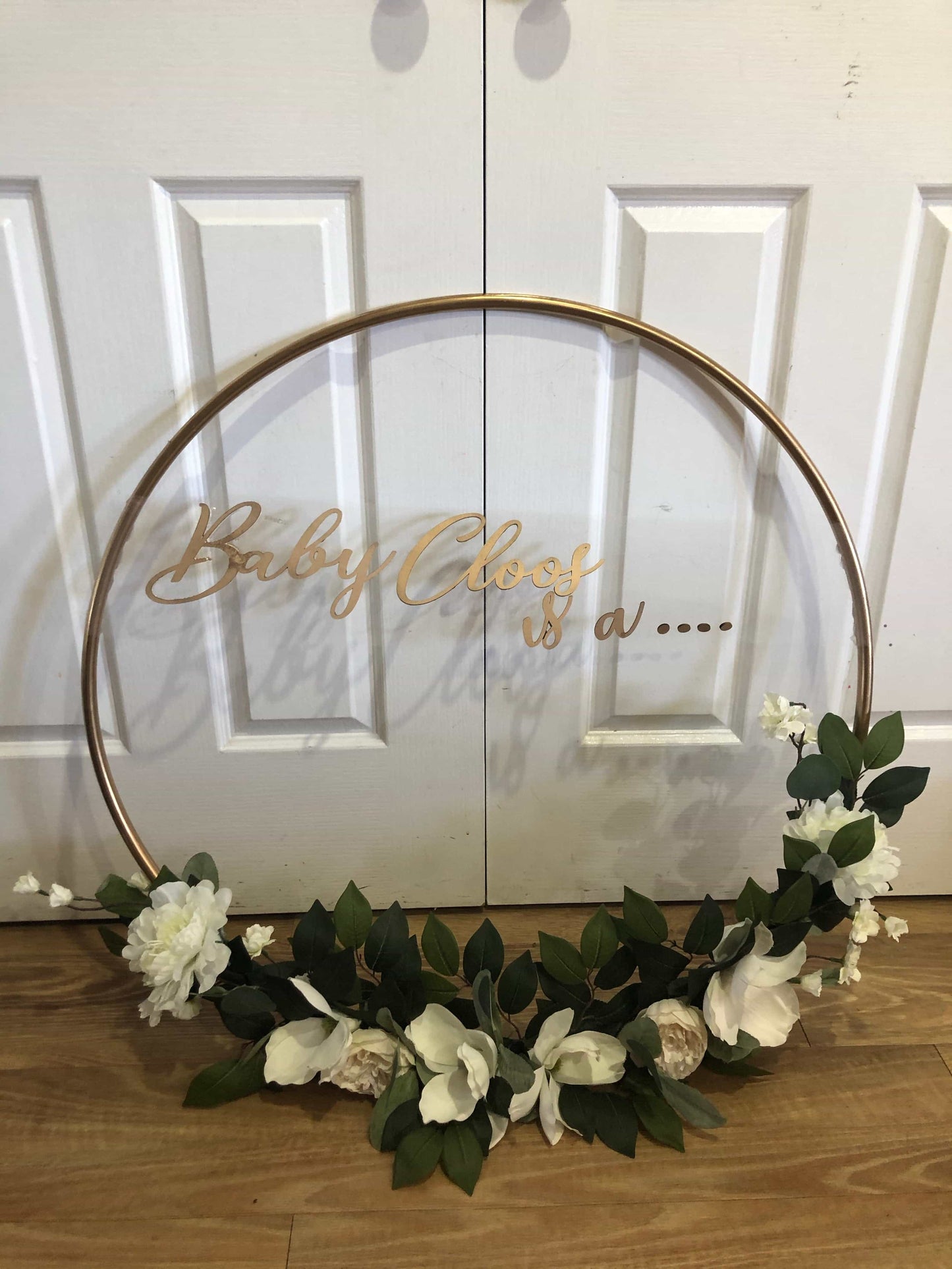 Big Golden Floral Hoop Wall Art customise-Personalised Hoops-All-Times-Gifts