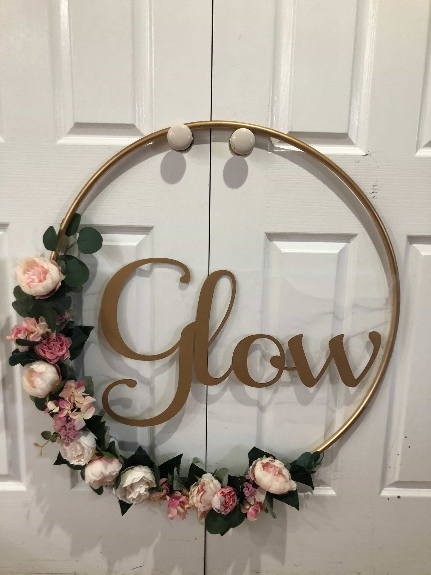 Big Golden Floral Hoop Wall Art customise-Personalised Hoops-All-Times-Gifts