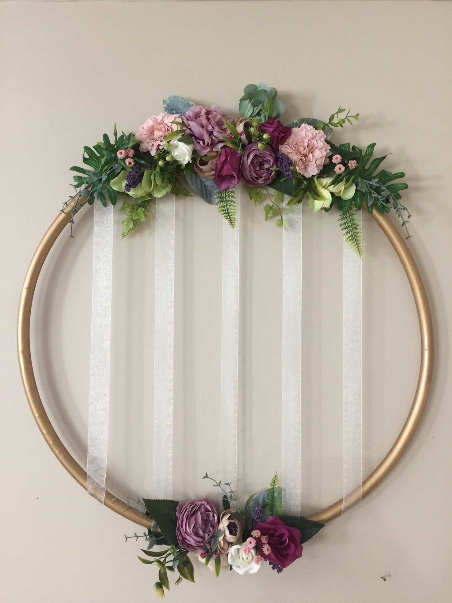 Big Golden Floral Hoop Wall Art customise-Personalised Hoops-All-Times-Gifts