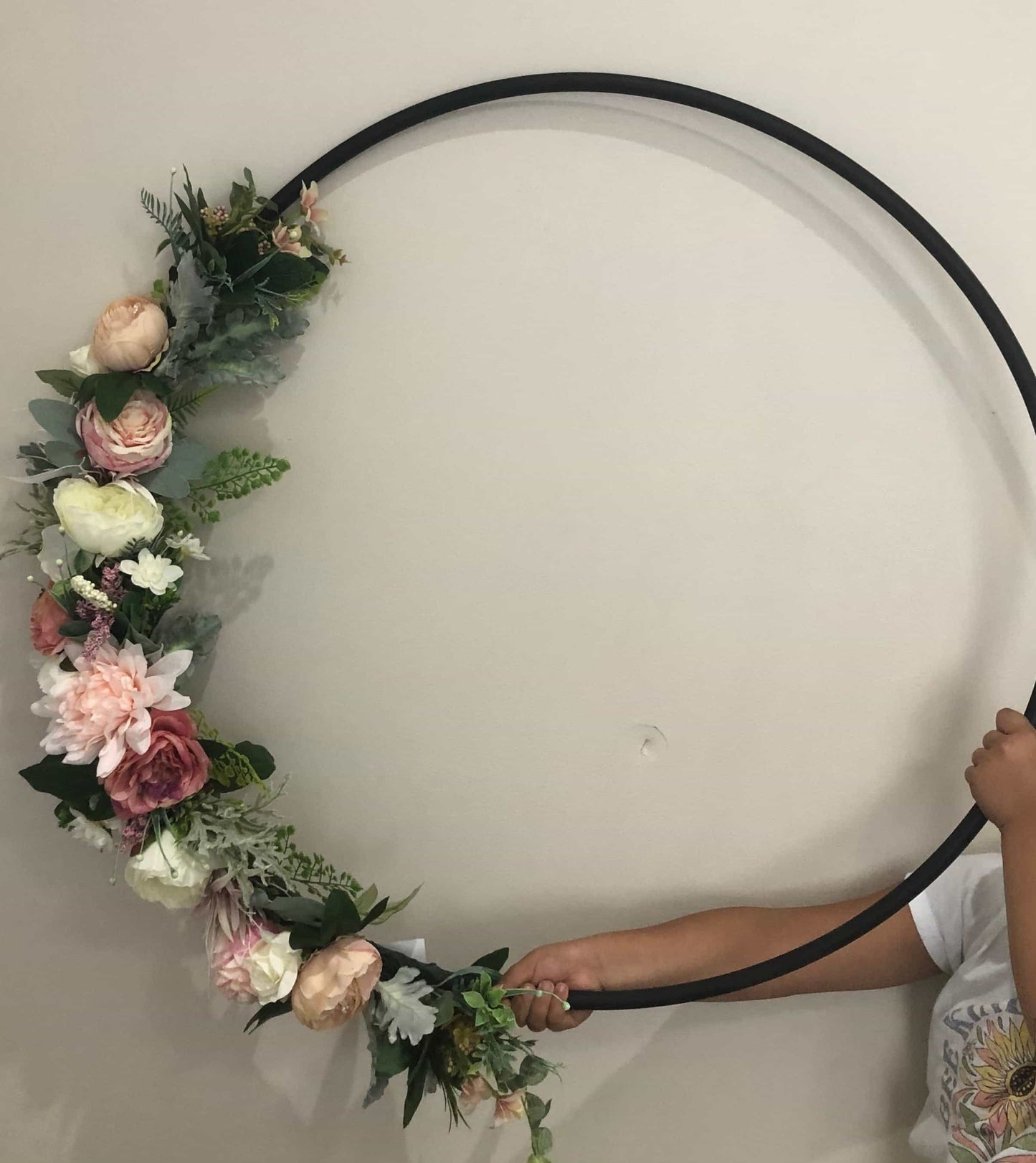 Big Golden Floral Hoop Wall Art customise-Personalised Hoops-All-Times-Gifts