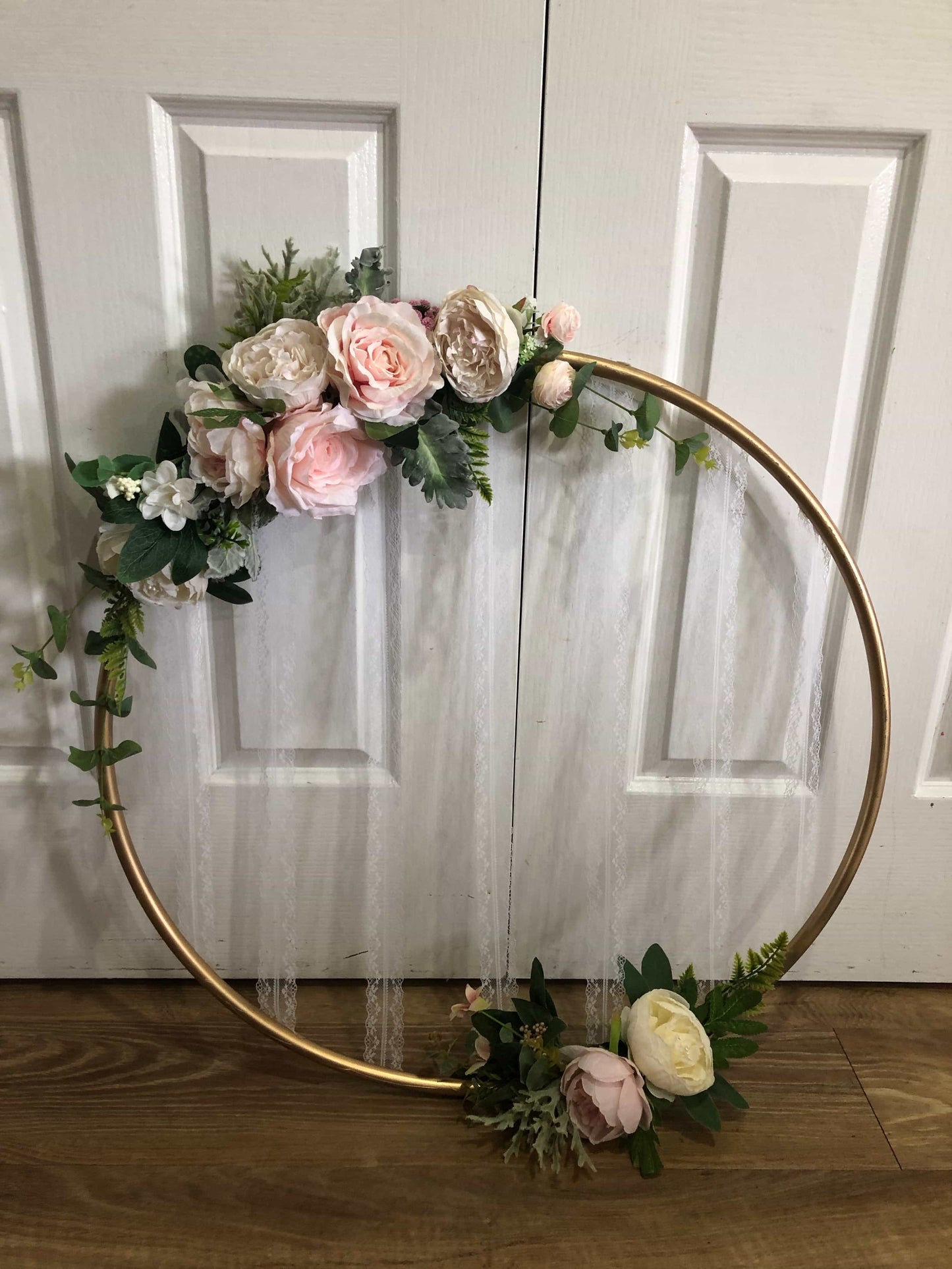 Big Golden Floral Hoop Wall Art customise-Personalised Hoops-All-Times-Gifts