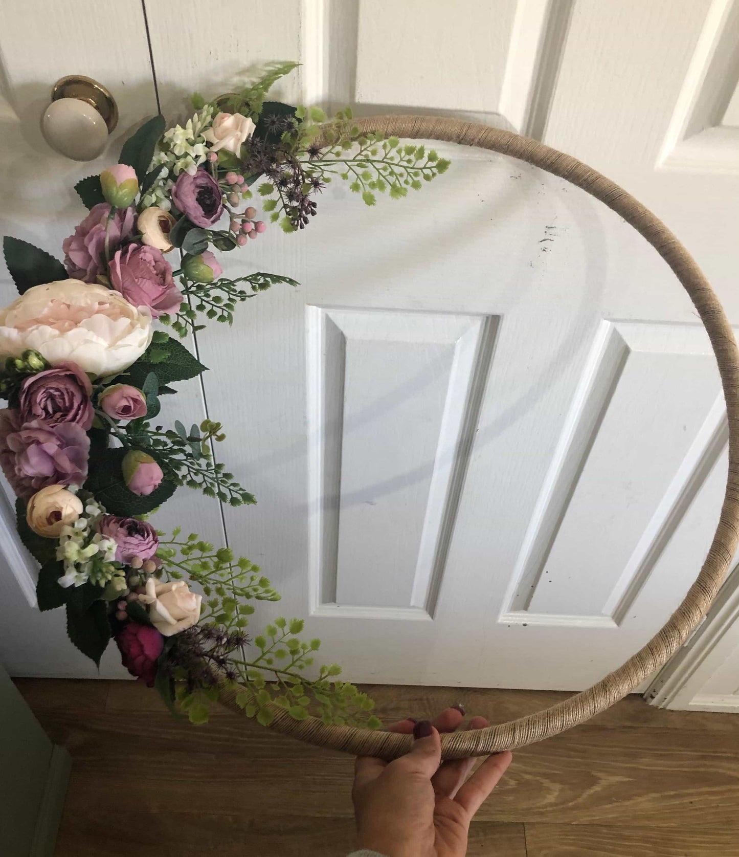 Big Golden Floral Hoop Wall Art customise-Personalised Hoops-All-Times-Gifts