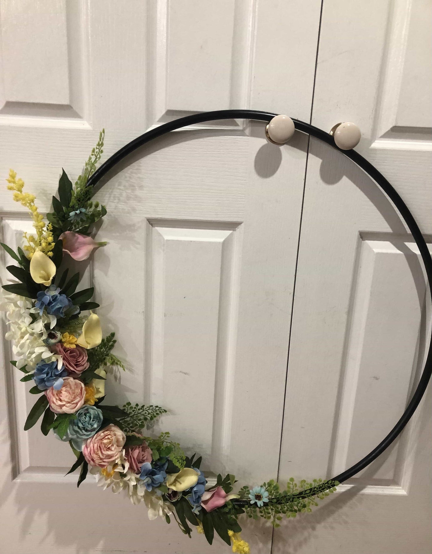 Big Golden Floral Hoop Wall Art customise-Personalised Hoops-All-Times-Gifts