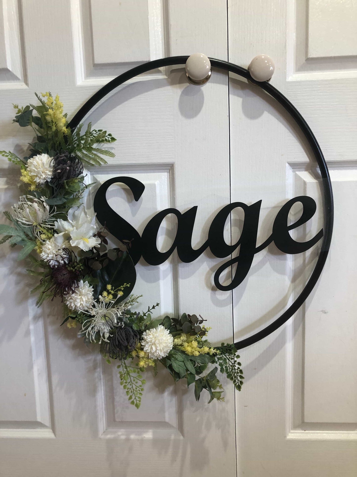 Big Golden Floral Hoop Wall Art customise-Personalised Hoops-All-Times-Gifts