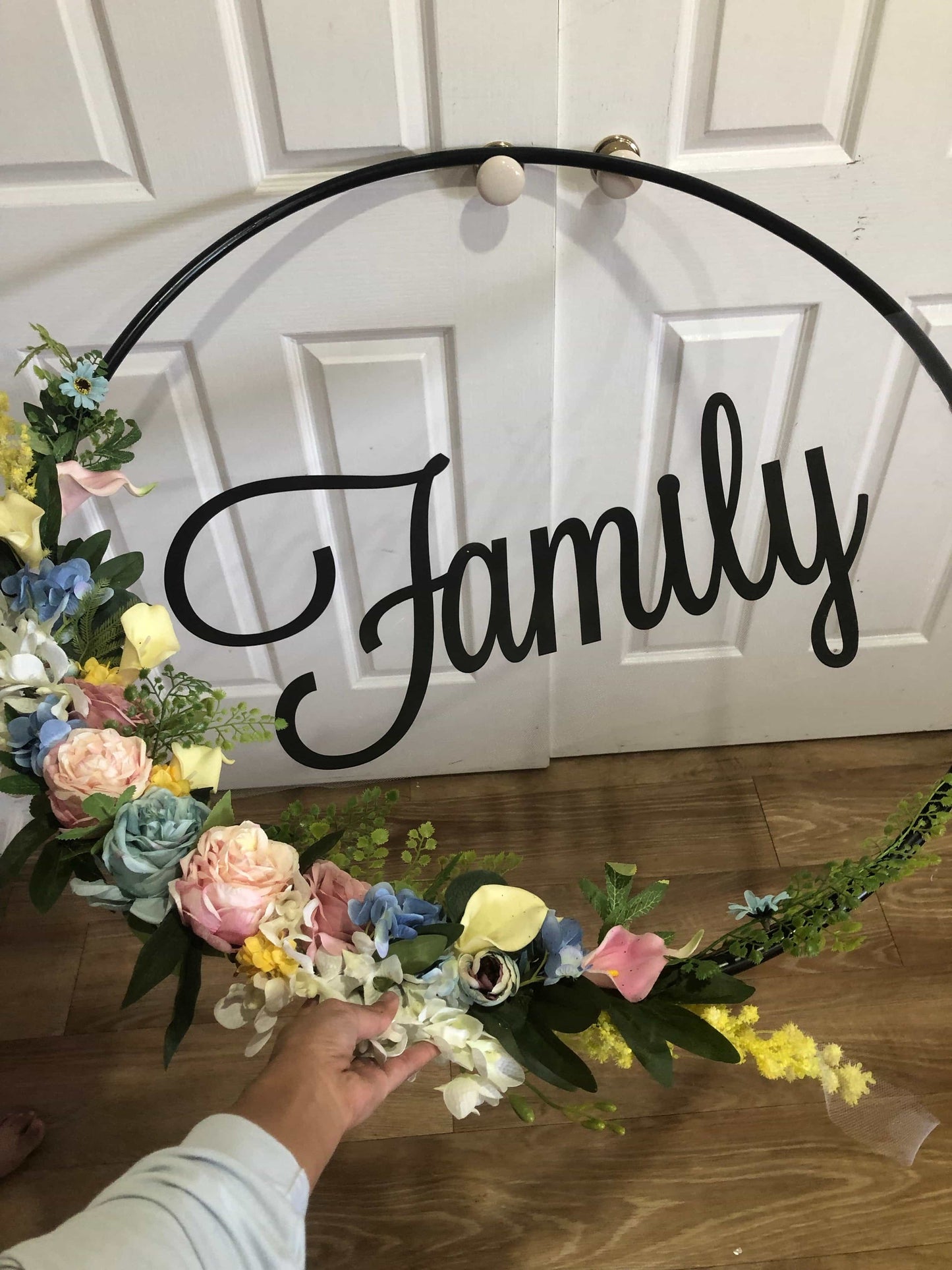 Big Golden Floral Hoop Wall Art customise-Personalised Hoops-All-Times-Gifts