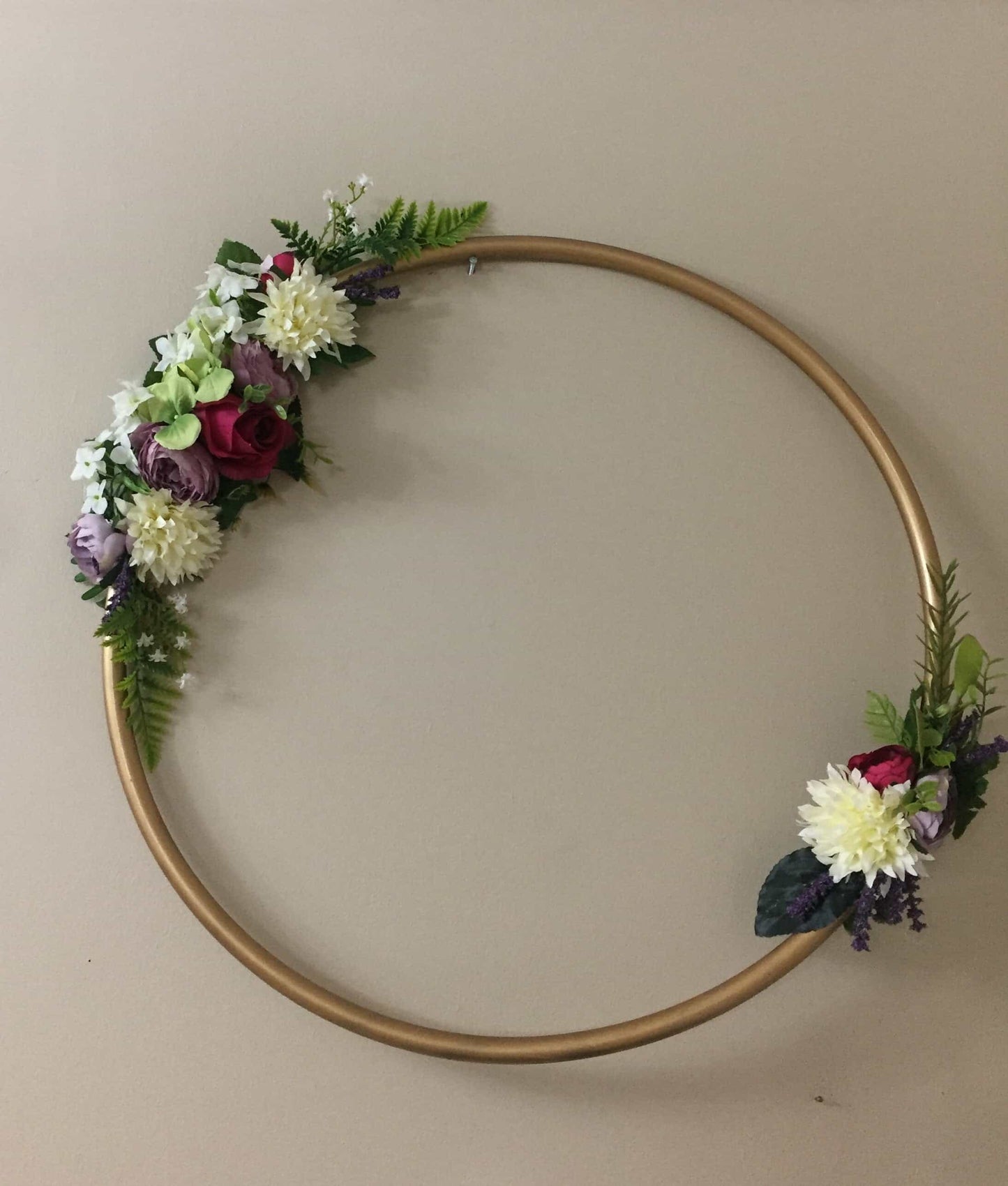 Big Golden Floral Hoop Wall Art customise-Personalised Hoops-All-Times-Gifts