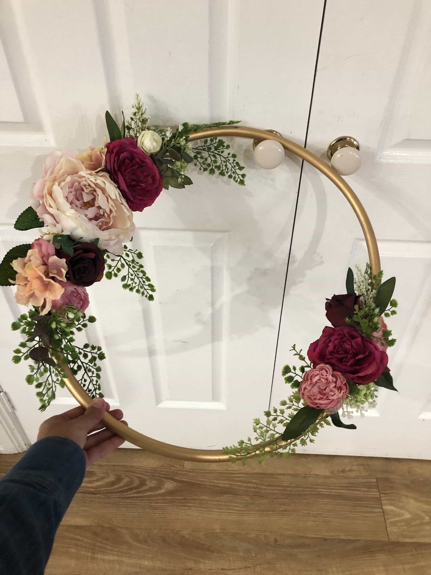 Big Golden Floral Hoop Wall Art customise-Personalised Hoops-All-Times-Gifts