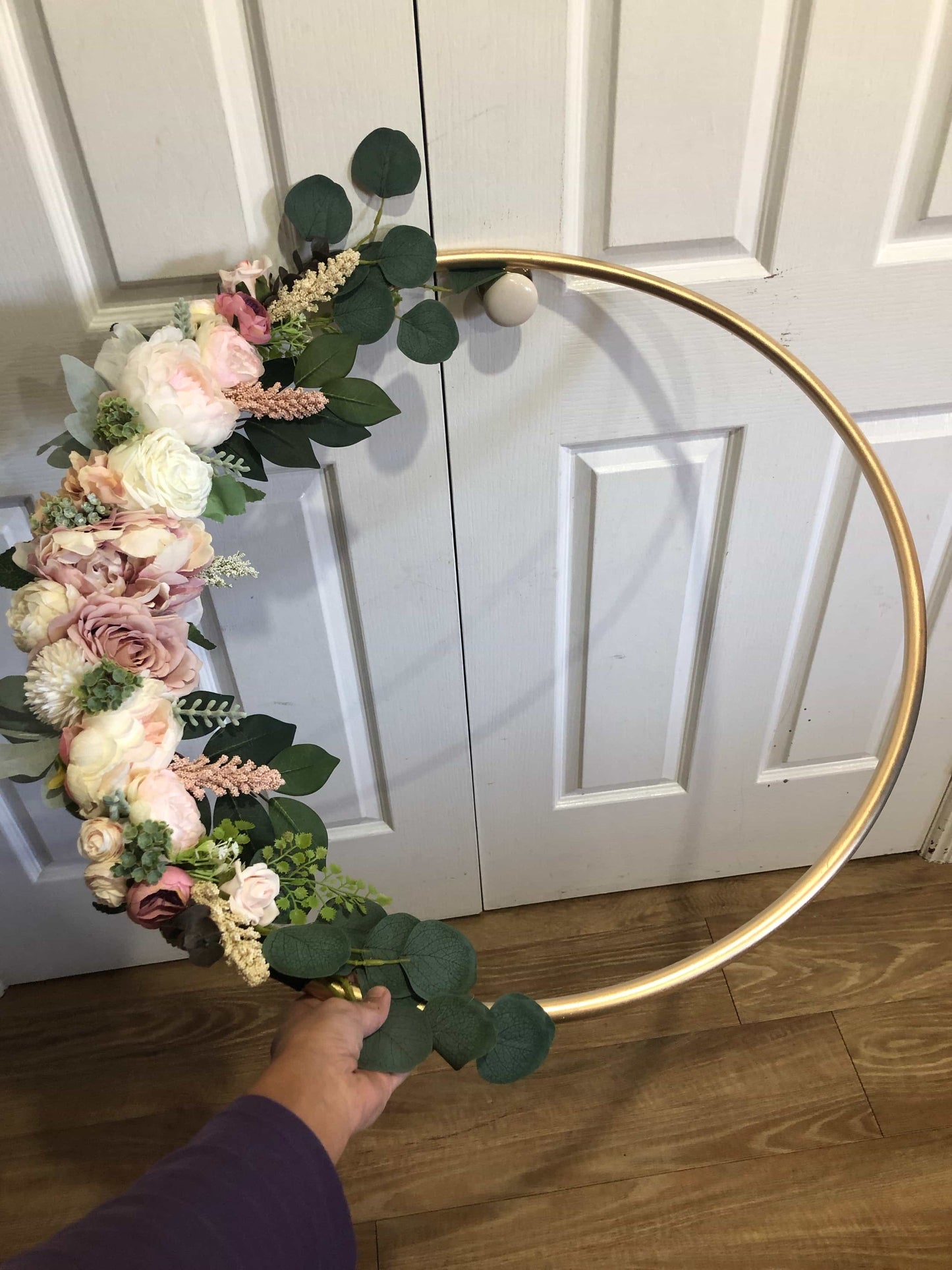 Big Golden Floral Hoop Wall Art customise-Personalised Hoops-All-Times-Gifts