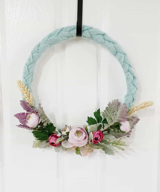 Braided Wool Floral Wreath-All-Times-Gifts