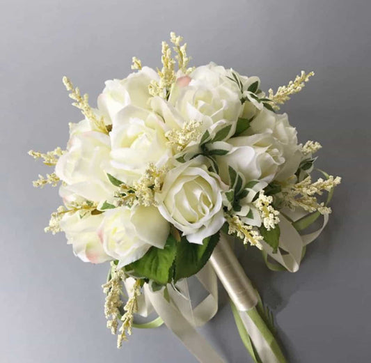 Bridal Bouquet off White Roses-All-Times-Gifts
