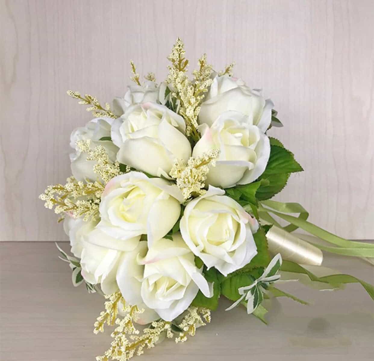 Bridal Bouquet off White Roses-All-Times-Gifts