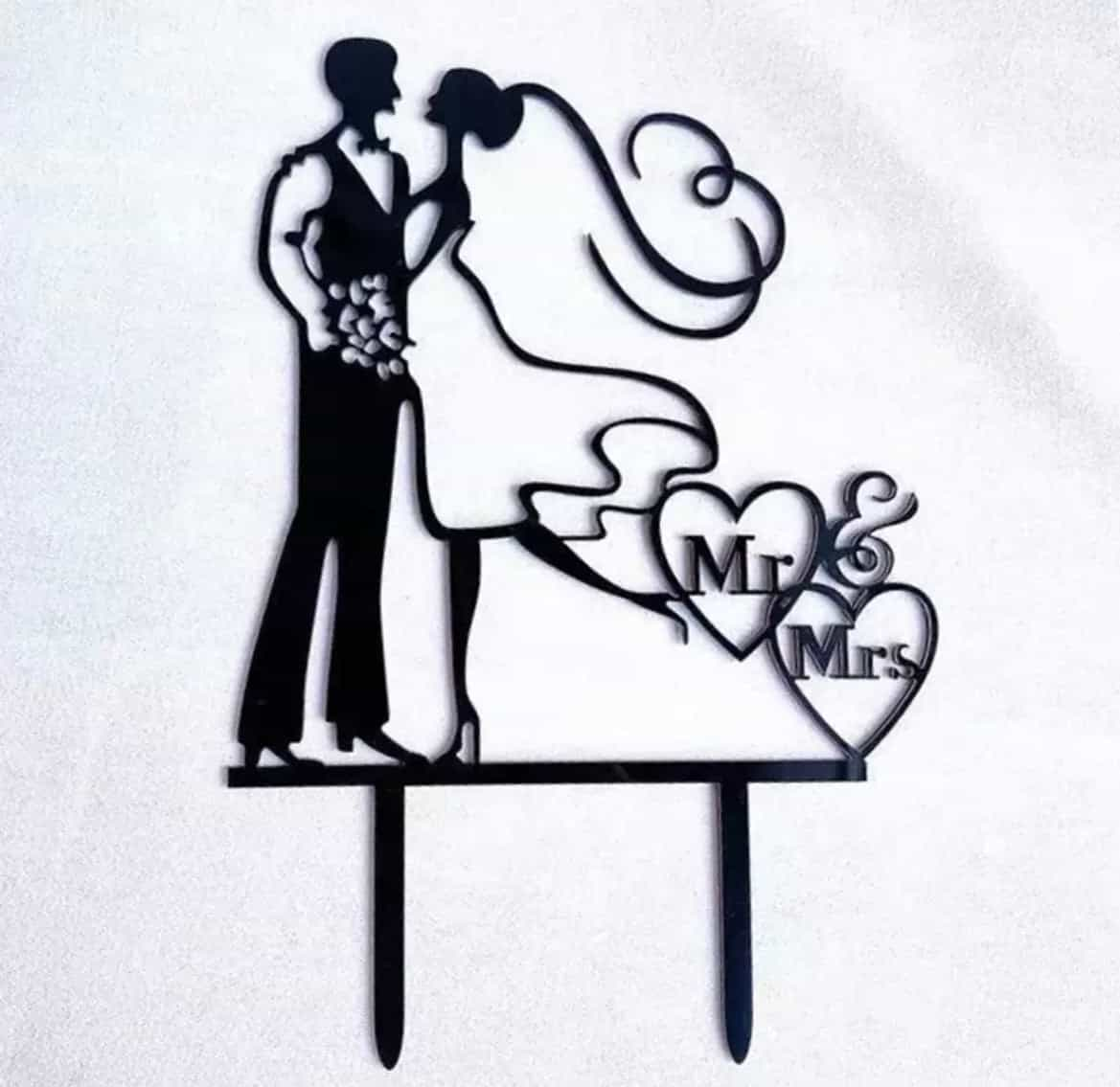 Bride and Groom cake Tipper-Cake Topper-All-Times-Gifts