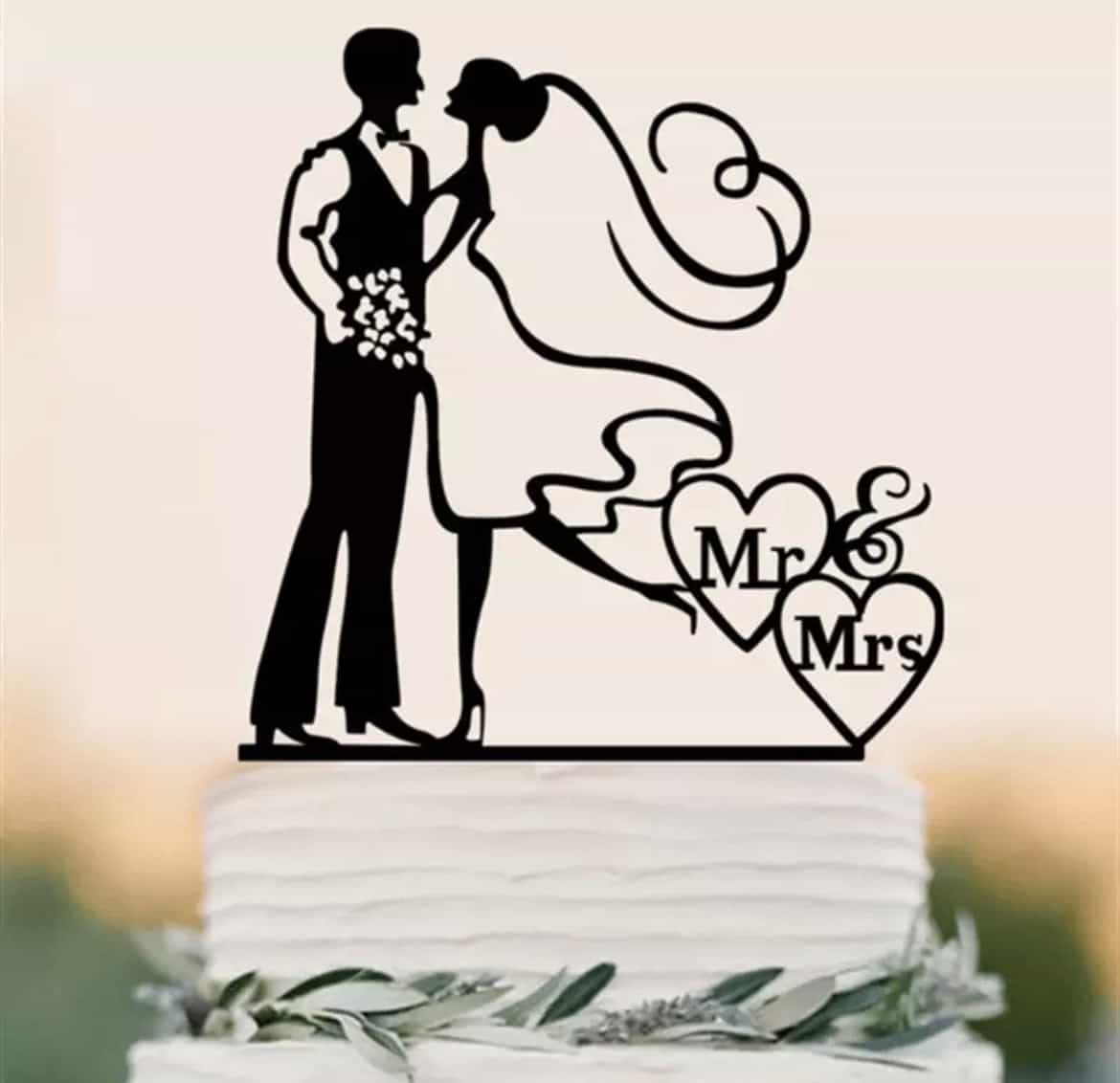 Bride and Groom cake Tipper-Cake Topper-All-Times-Gifts