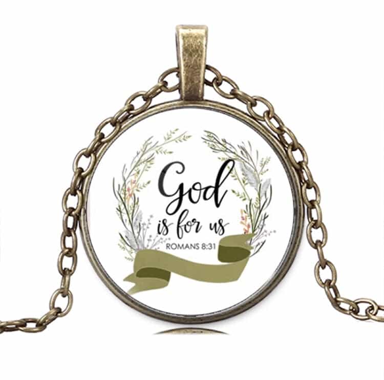 Bronze Glass Round Christian Necklace-Jewellery-All-Times-Gifts