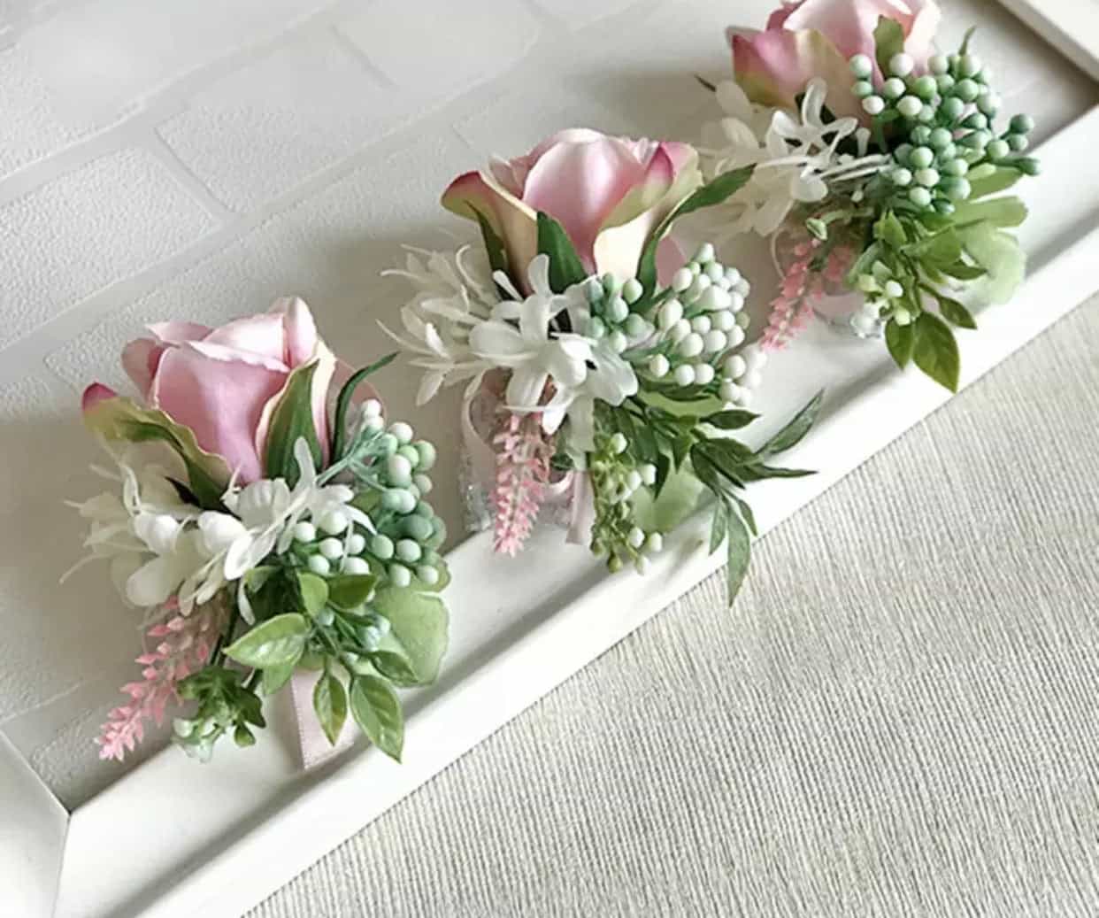 Matching Corsage Or buttonhole Pink Floral with buds-Event-All-Times-Gifts