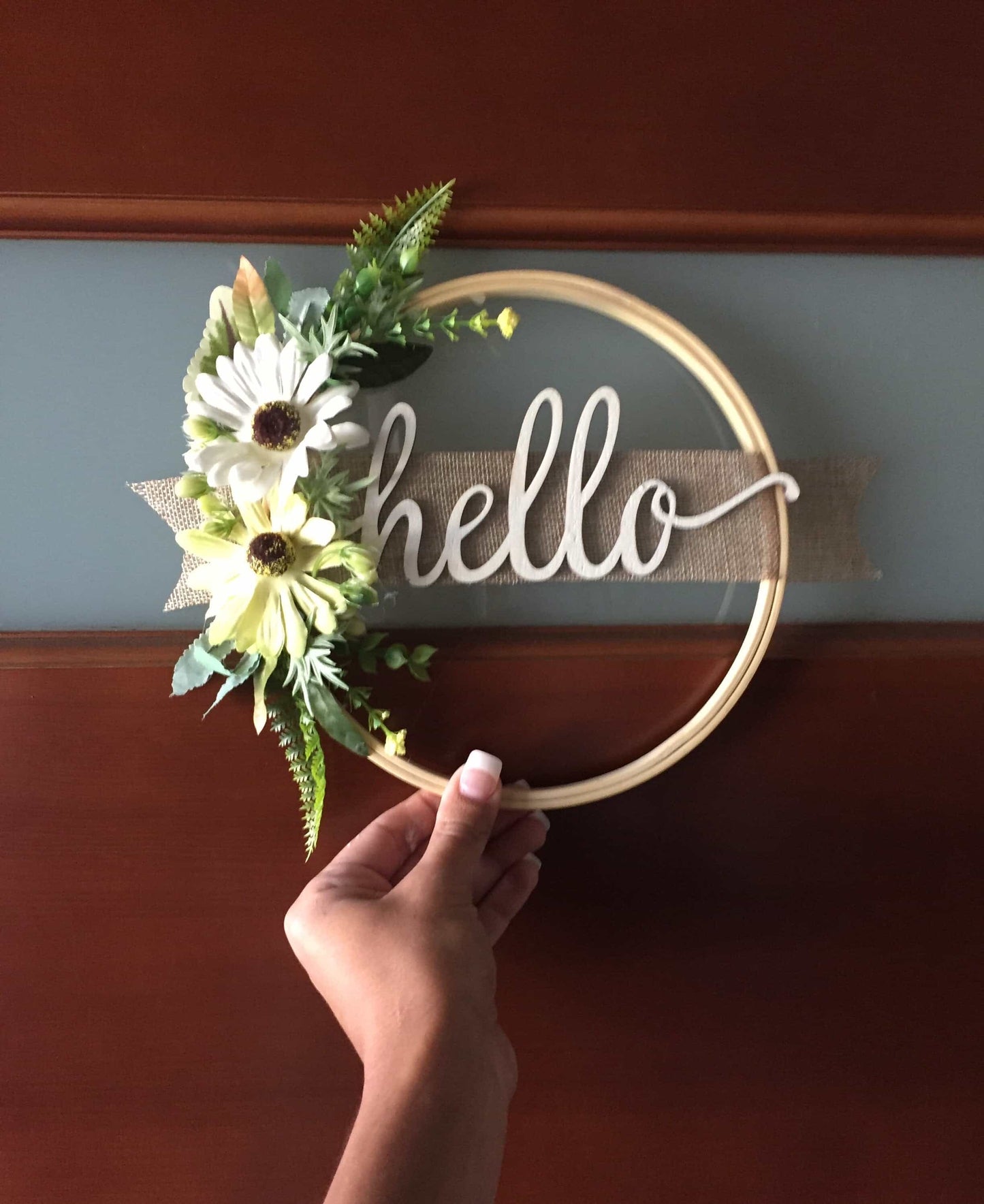 Door Sign Floral Wreath with Hello-All-Times-Gifts