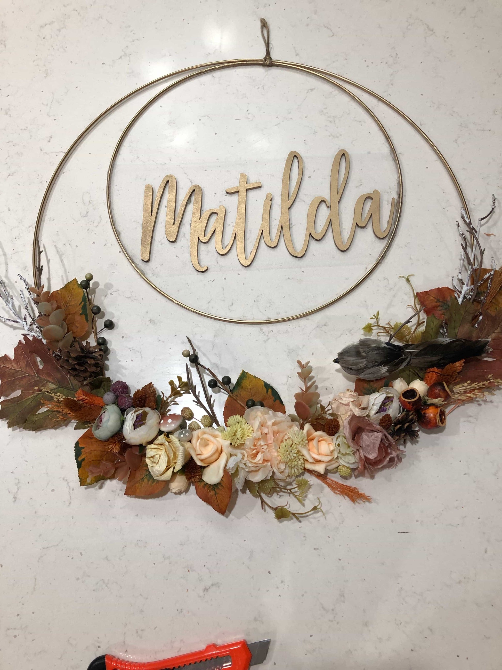 Double Golden Floral Hoop-Personalised Hoops-All-Times-Gifts