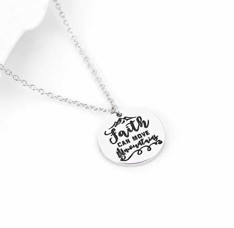 Hand stamped "faith Can Move Mountains" necklace-All-Times-Gifts