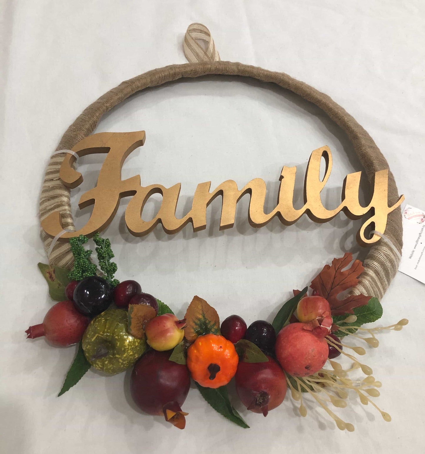 Family Golden Burlap Fruit Wreath-All-Times-Gifts