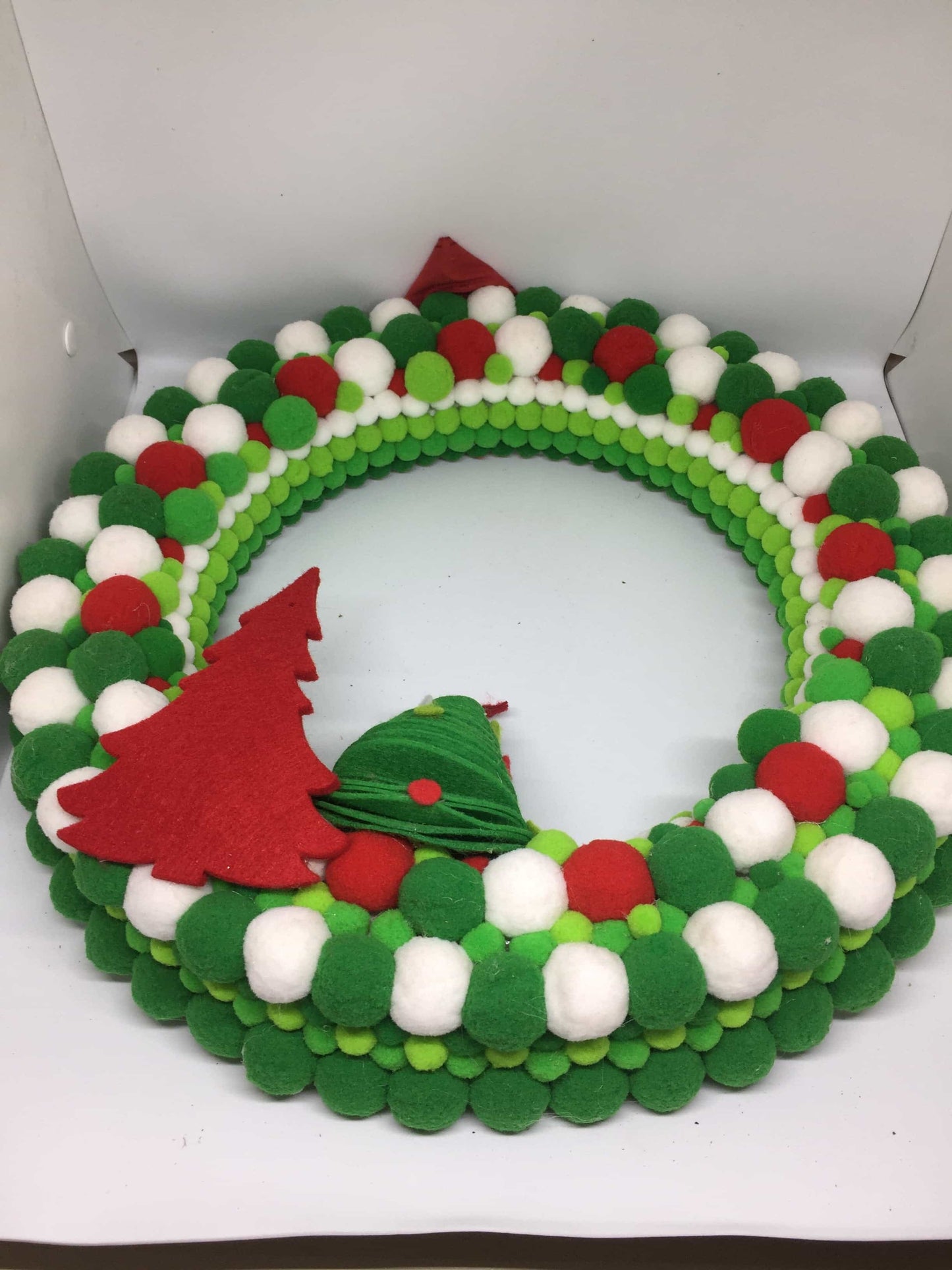 Felt Green Red White Christmas Wreath-Christmas Gifts-All-Times-Gifts