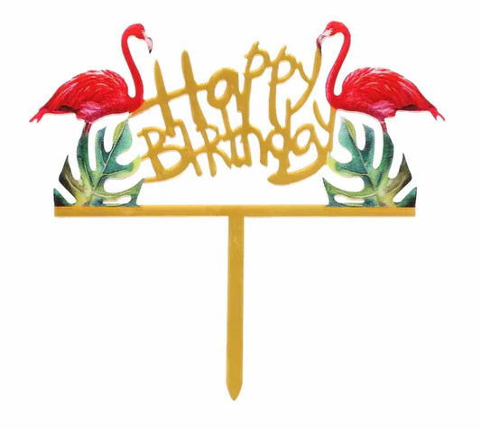 Flamingo Birthday Cake Topper-Cake Topper-All-Times-Gifts