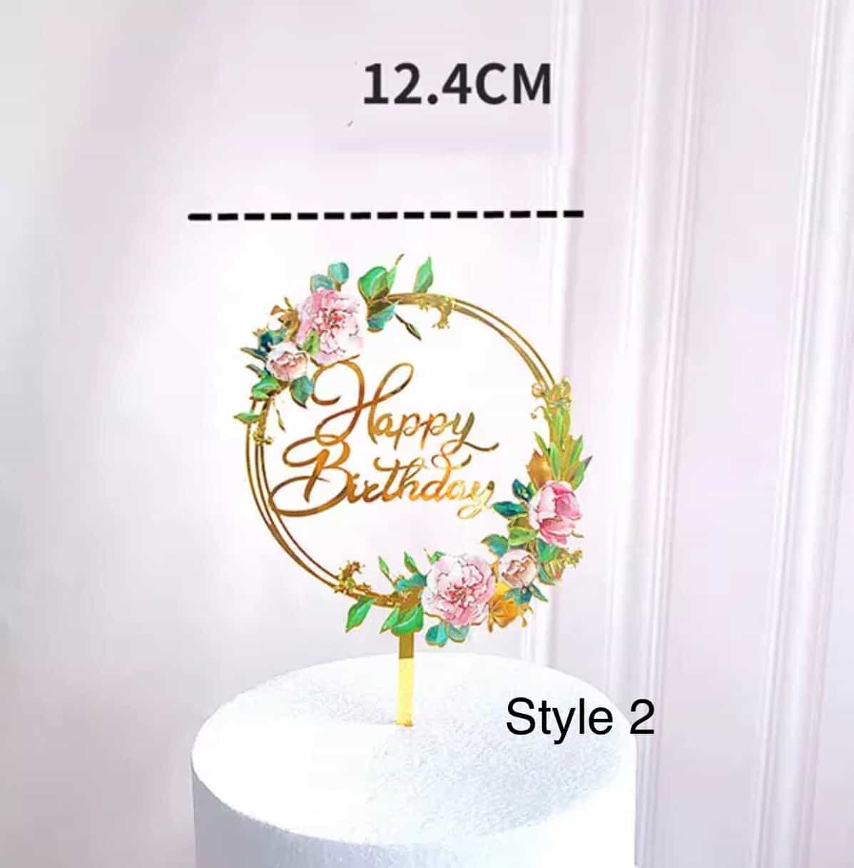 Floral Birthday Cake Topper-Cake Topper-All-Times-Gifts